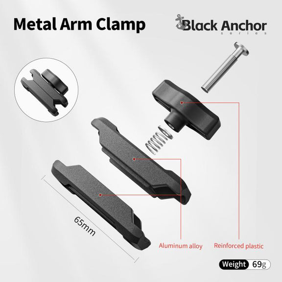 aMagisn Metal Arm Clamp Magnetic Base with 1/4-inch Ball Head For Insta360, DJI, GoPro Cameras(Black)