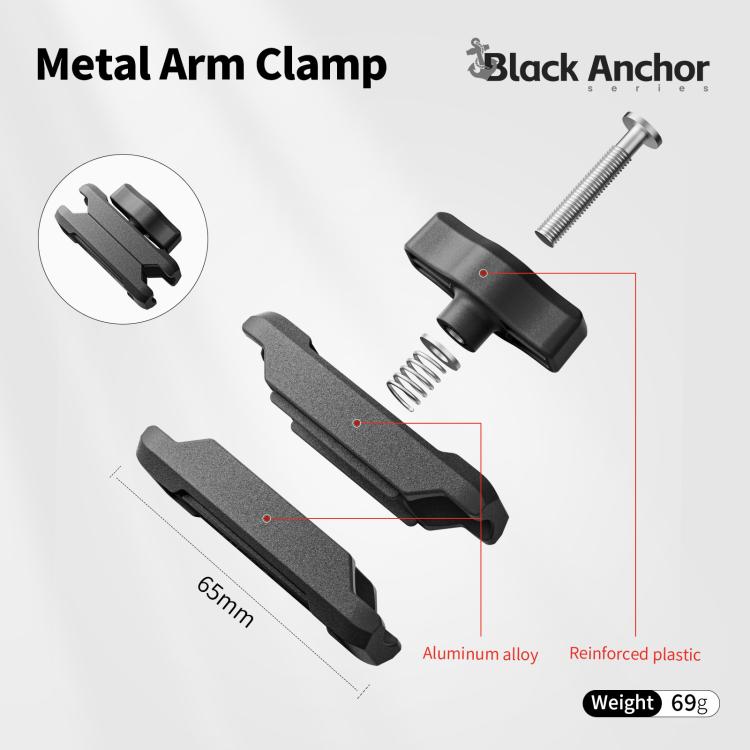 aMagisn Metal Arm Clamp Magnetic Base with 1/4-inch Ball Head For Insta360, DJI, GoPro Cameras(Black)