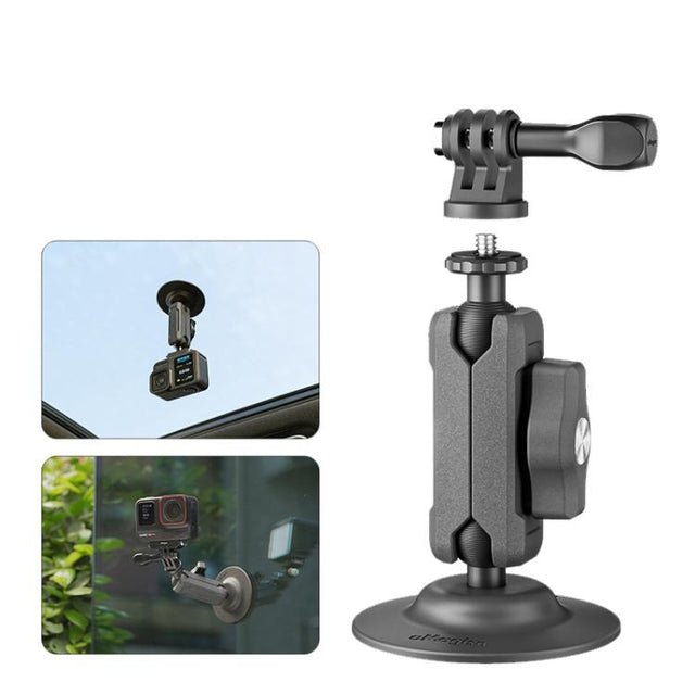 aMagisn Metal Arm Clamp Mount Adhesive Base with 1/4-inch Joint Ball For Insta360, DJI, GoPro Cameras(Black)