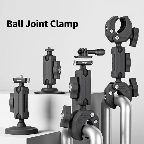aMagisn Metal Arm Clamp Mount Adhesive Base with 1/4-inch Joint Ball For Insta360, DJI, GoPro Cameras(Black)