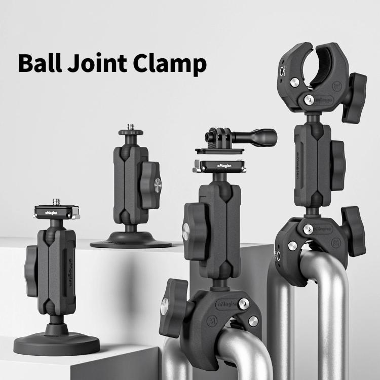 aMagisn Metal Arm Clamp Mount Adhesive Base with 1/4-inch Joint Ball For Insta360, DJI, GoPro Cameras(Black)