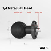 aMagisn Metal Arm Clamp Mount Adhesive Base with 1/4-inch Joint Ball For Insta360, DJI, GoPro Cameras(Black)