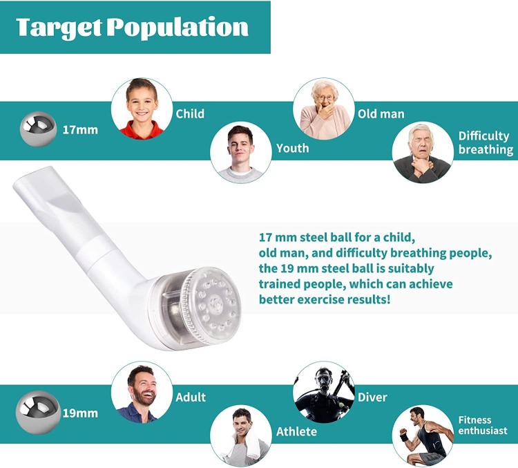 Adjustable 3-Ball Breathing Exerciser Lung Capacity Trainer For Respiratory Muscle Strengthening(White)