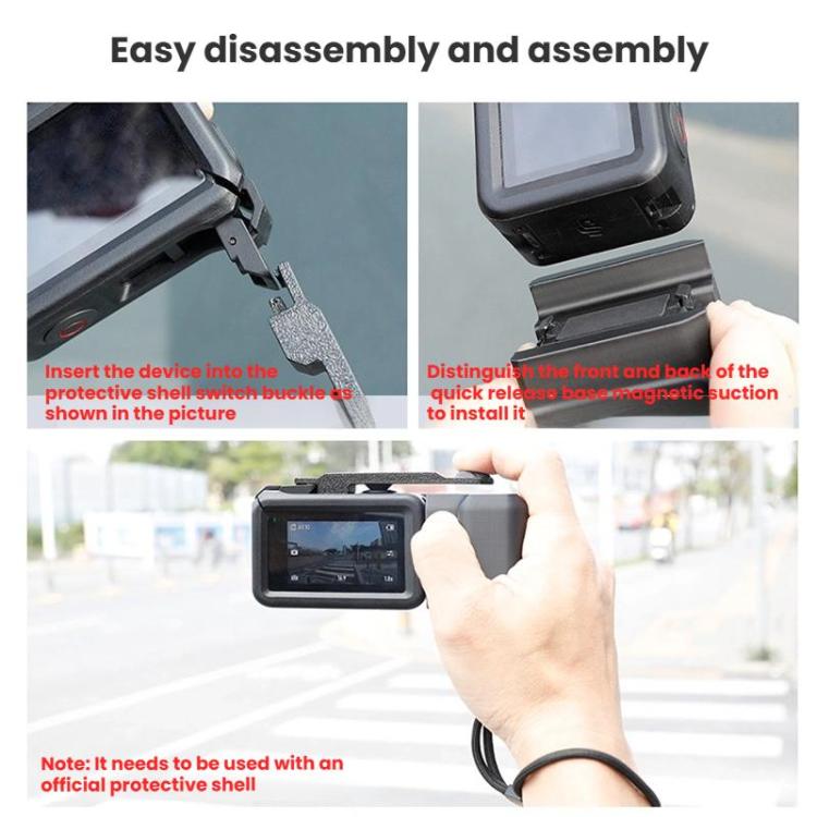 Street Vlogging Handle For DJI Osmo Action 5 Pro / Action 4 / Action 3 Magnetic Grip(Black)