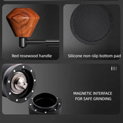 Seven Stars Manual Coffee Grinder CNC Stainless Steel Burr Foldable Hand Crank Mill for Coffee Beans(Silver)