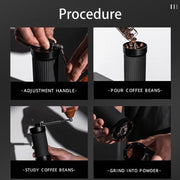 Seven Stars Manual Coffee Grinder CNC Stainless Steel Burr Foldable Hand Crank Mill for Coffee Beans(Silver)