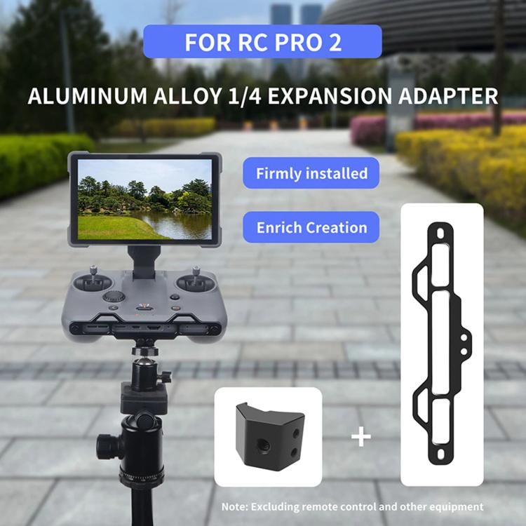 For DJI RC Pro 2 Aluminum Alloy 1/4-inch Tripod Adapter Mounting Bracket(Black)