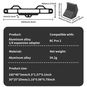 For DJI RC Pro 2 Aluminum Alloy 1/4-inch Tripod Adapter Mounting Bracket(Black)