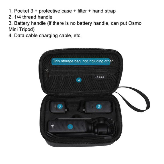 For DJI Pocket 3 Standard/Long-Battery Version BKANO Hard Case Slim Handheld Storage Bag(Black)