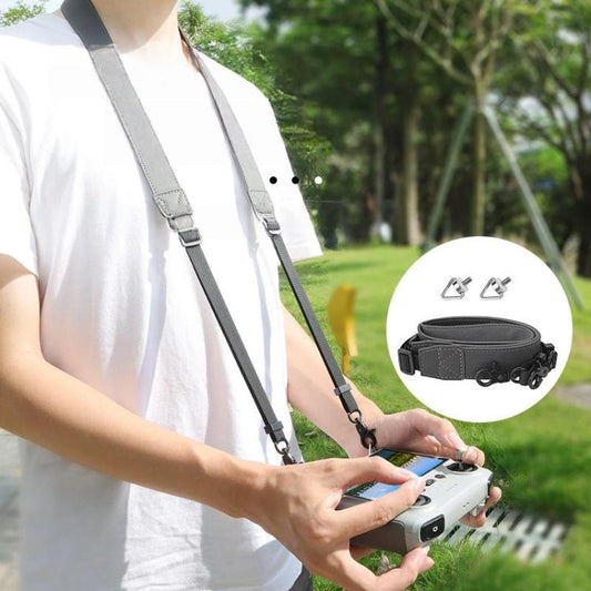 For DJI RC/RC 2/RC Pro/RC Plus Adjustable Soft Leather Neck Strap Dual-Hook Hands-Free Shoulder Belt(Black) - free shipping - PMC Jewellery - Order now!