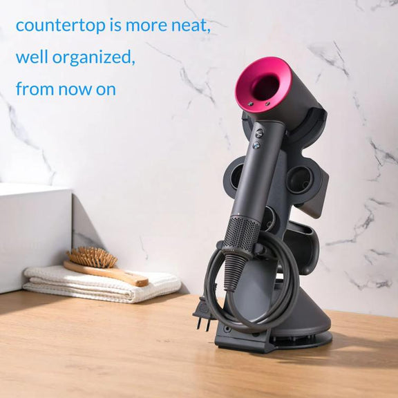 For Dyson Supersonic Hair Dryer Desktop Holder Metal Stand with Cable Organizer(Black)
