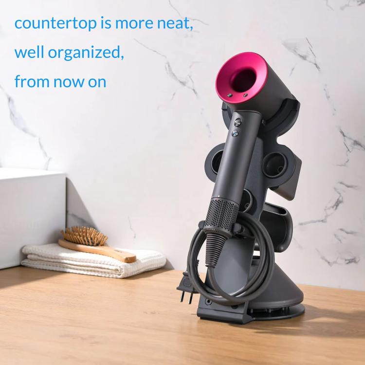 For Dyson Supersonic Hair Dryer Desktop Holder Metal Stand with Cable Organizer(Black)
