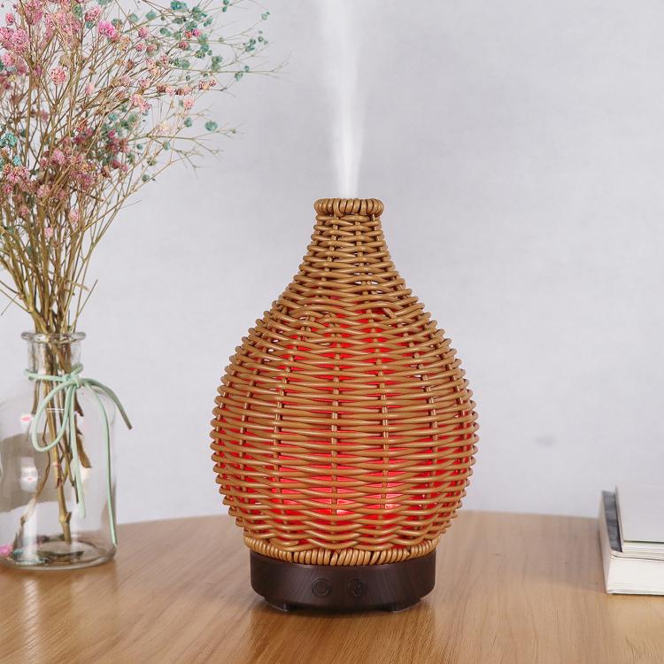 5V USB 100ML Hollow Rattan Ultrasonic Humidifier & Aromatherapy Diffuser with 7-Color LED Lights(White)