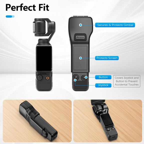 For DJI Osmo Pocket 3 Amazear Protective Case All-in-One Anti-Scratch Cover with Built-in Filter Slot(Black)