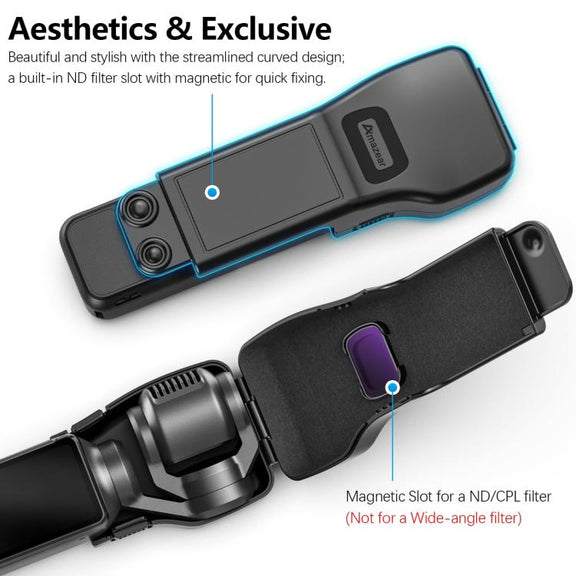 For DJI Osmo Pocket 3 Amazear Protective Case All-in-One Anti-Scratch Cover with Built-in Filter Slot(Black)