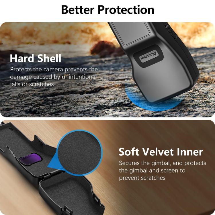 For DJI Osmo Pocket 3 Amazear Protective Case All-in-One Anti-Scratch Cover with Built-in Filter Slot(Black)