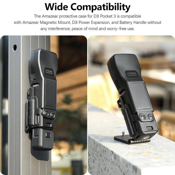 For DJI Osmo Pocket 3 Amazear Protective Case All-in-One Anti-Scratch Cover with Built-in Filter Slot(Black)