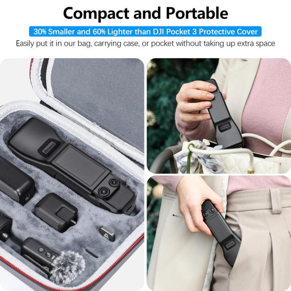 For DJI Osmo Pocket 3 Amazear Protective Case All-in-One Anti-Scratch Cover with Built-in Filter Slot(Black)