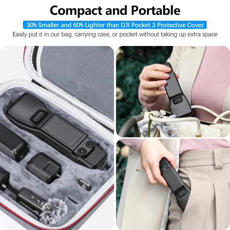 For DJI Osmo Pocket 3 Amazear Protective Case All-in-One Anti-Scratch Cover with Built-in Filter Slot(Black)