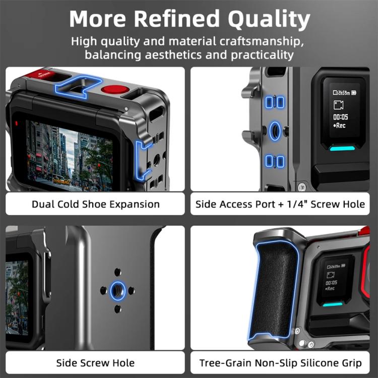 For Insta360 Ace Pro 2 / Ace Pro Flymile Xplorer Grip Kit Street Photography Handle Metal Cage Case(AC2013)