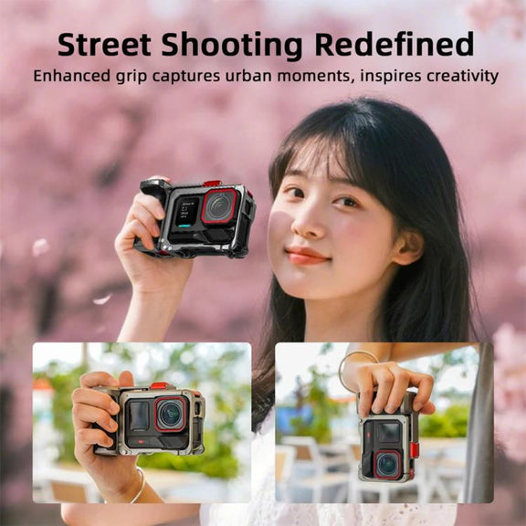 For Insta360 Ace Pro 2 / Ace Pro Flymile Xplorer Grip Kit Street Photography Handle Metal Cage Case(AC2013)