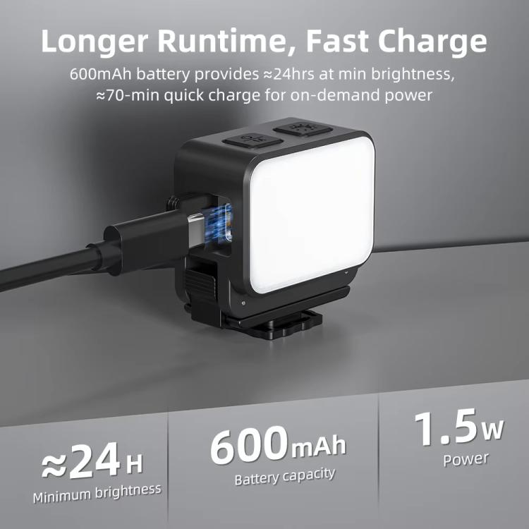 For DJI Action 5 Pro/ Action 4 Flymile 20 LEDs Magnetic Fill Light Rechargeable Video Light 3000K/4440K/8700K Adjustable(Black) - free shipping - PMC Jewellery - Order now!