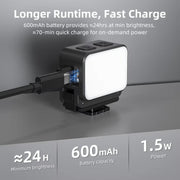 For DJI Action 5 Pro/ Action 4 Flymile 20 LEDs Magnetic Fill Light Rechargeable Video Light 3000K/4440K/8700K Adjustable(Black)