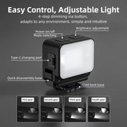 For DJI Action 5 Pro/ Action 4 Flymile 20 LEDs Magnetic Fill Light Rechargeable Video Light 3000K/4440K/8700K Adjustable(Black)