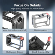 For DJI Action 5 Pro/Action 4/Action 3 Flymile Aluminum Alloy Camera Cage Protective Metal Frame(Metal Color)
