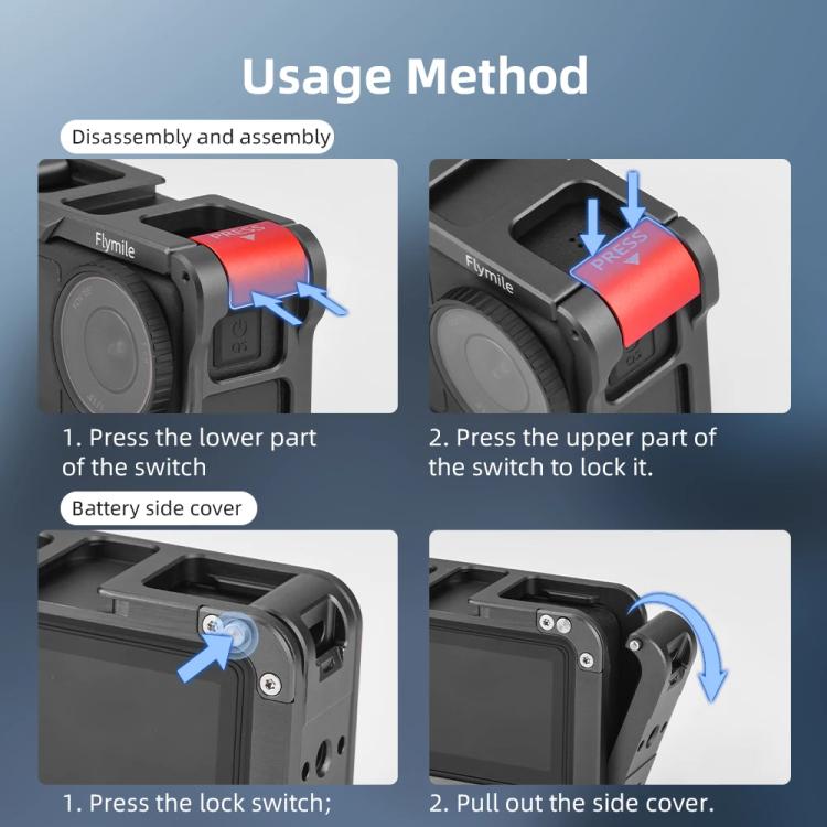 For DJI Action 5 Pro/Action 4/Action 3 Flymile Aluminum Alloy Camera Cage Protective Metal Frame(Metal Color) - free shipping - PMC Jewellery - Order now!