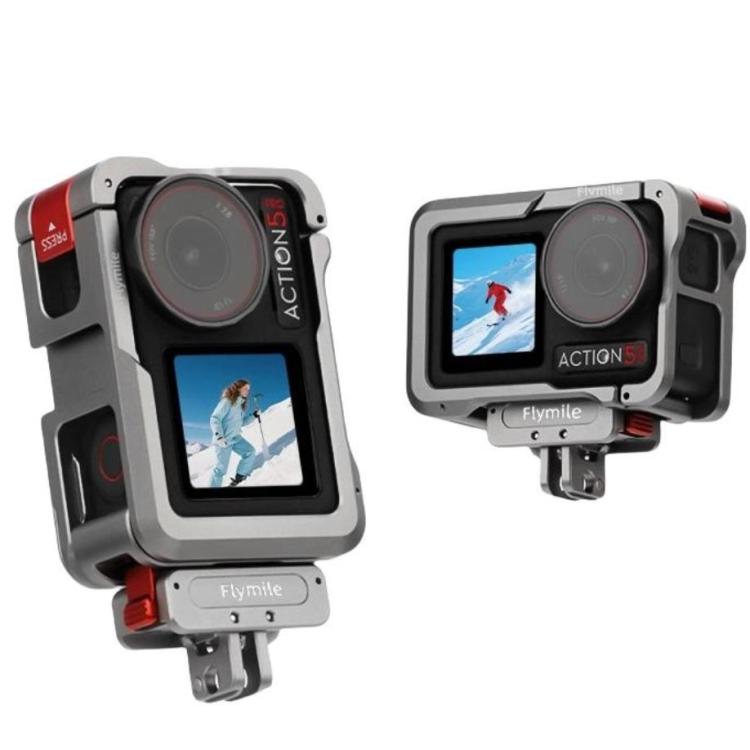 For DJI Action 5 Pro/Action 4/Action 3 Flymile Aluminum Alloy Camera Cage Protective Metal Frame(Metal Color)