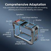 For DJI Action 5 Pro/Action 4/Action 3 Flymile Aluminum Alloy Camera Cage Protective Metal Frame(Metal Color)