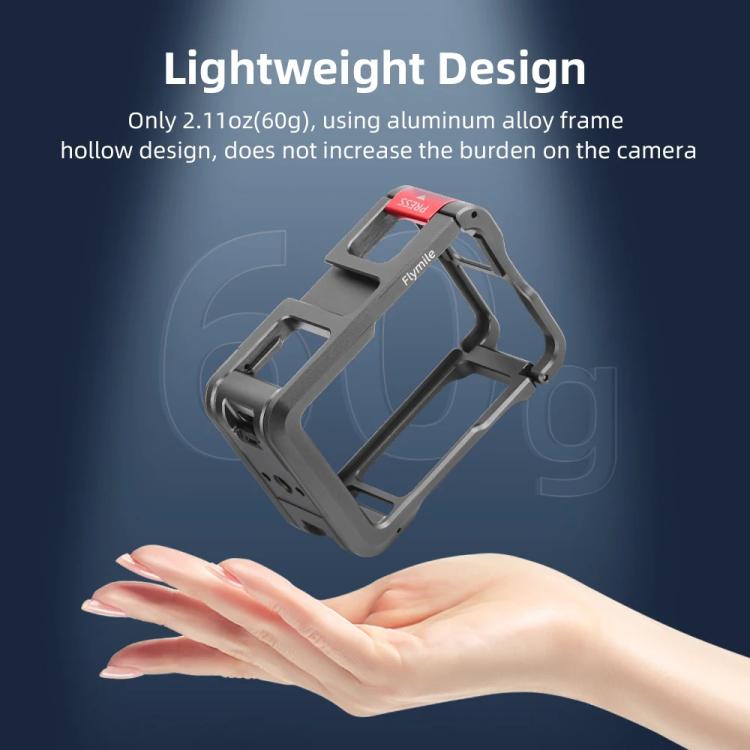 For DJI Action 5 Pro/Action 4/Action 3 Flymile Aluminum Alloy Camera Cage Protective Metal Frame(Metal Color)