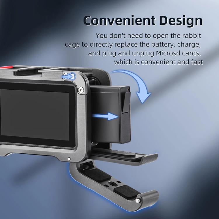 For DJI Action 5 Pro/Action 4/Action 3 Flymile Aluminum Alloy Camera Cage Protective Metal Frame(Metal Color)