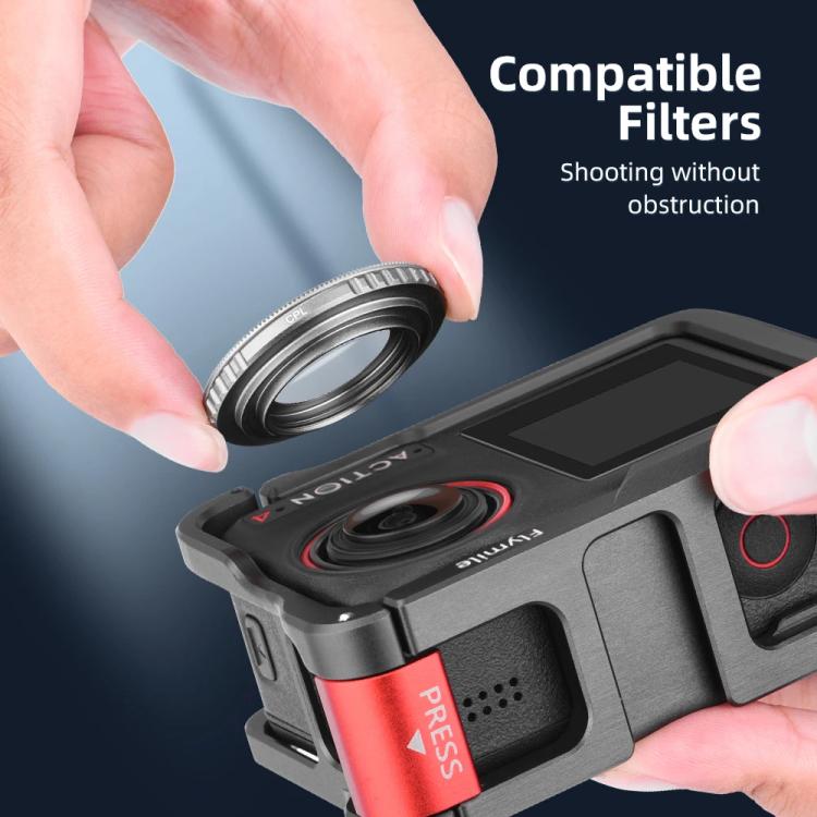 For DJI Action 5 Pro/Action 4/Action 3 Flymile Aluminum Alloy Camera Cage Protective Metal Frame(Metal Color)