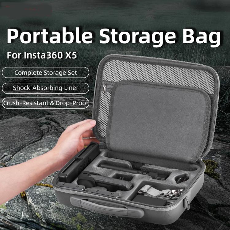 For Insta360 X5 Flymile All-in-One Storage Shoulder Bag Durable PU + Lycra Material Carrying Case(Gray) - free shipping - PMC TechLife - Order now!