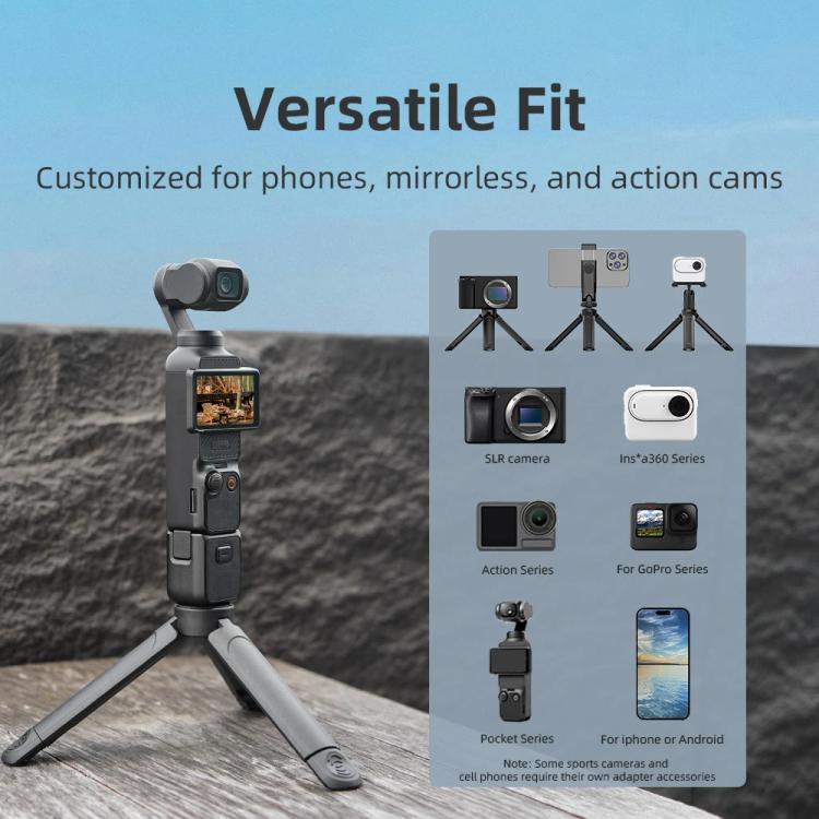 Flymile Extendable Mini Tripod With 1/4-Inch Screw For Action Cameras Phone Clip Set