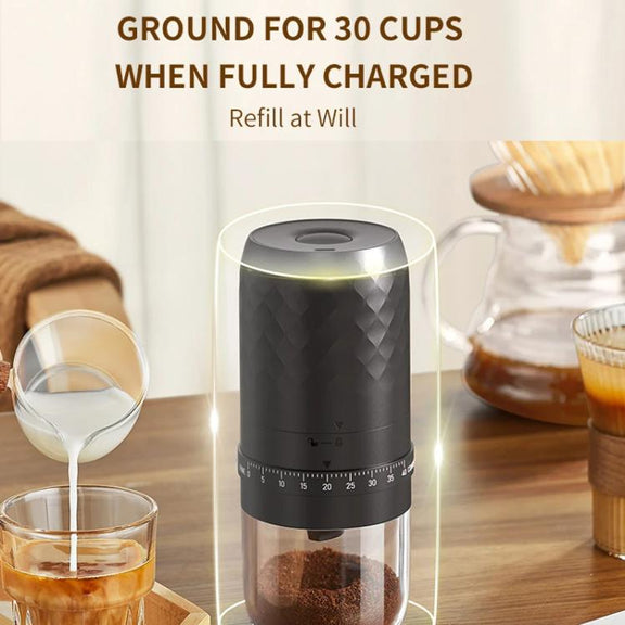 Portable Electric Coffee Grinder with 40 Adjustable Settings Rechargeable USB-C Ceramic Burr Mill(Black)
