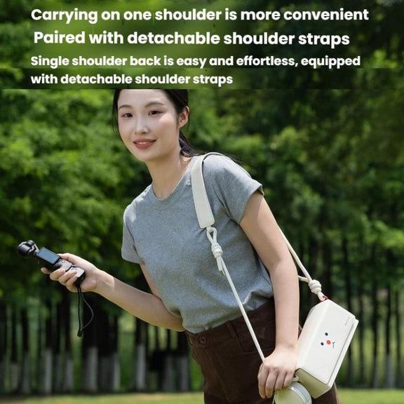 For DJI Pocket 3 Cwatcun D195 Medium Pocket Tripod Camera Bag Camera Accessories Shoulder Bag(White)