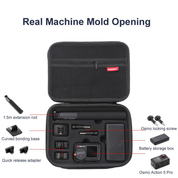 Carrying Case For DJI Action 5 Pro /Action 4 / Action 3 All-in-One Kit Durable Shoulder & Hand Carry Bag(Gray)