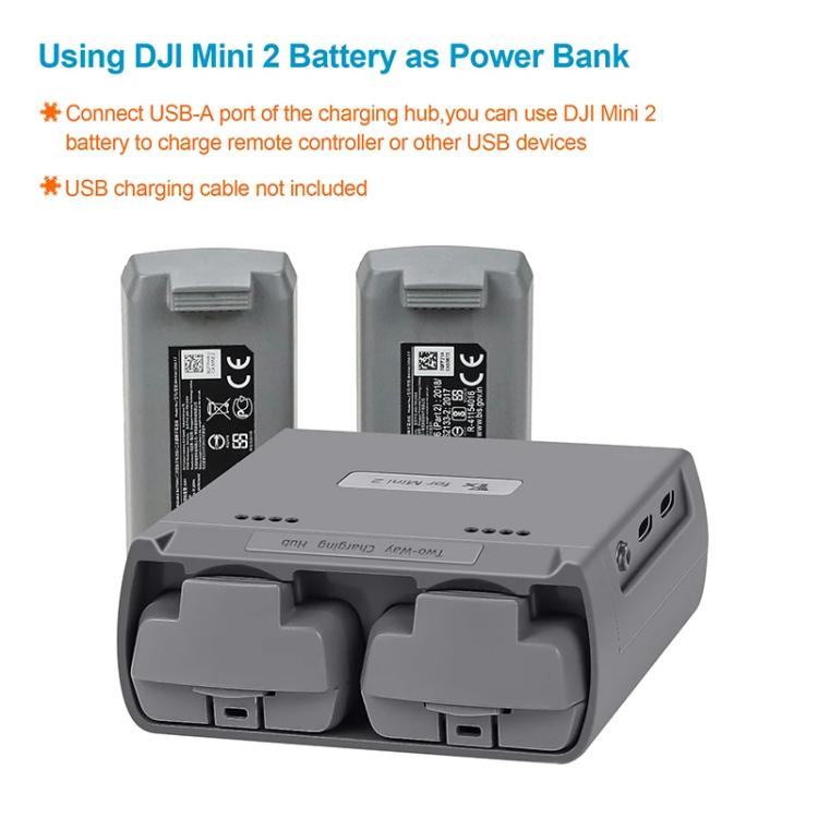 For DJI Mini 2 SE/Mini 2/Mini 4K YX Charger 2-way Battery Charging Hub(Gray)