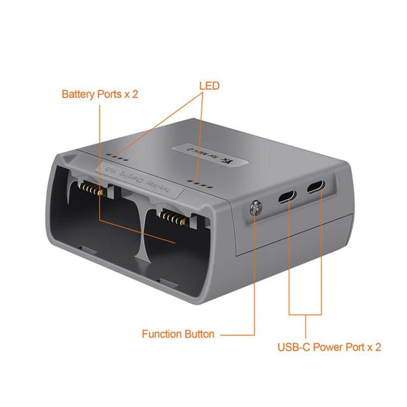 For DJI Mini 2 SE/Mini 2/Mini 4K YX Charger 2-way Battery Charging Hub(Gray)