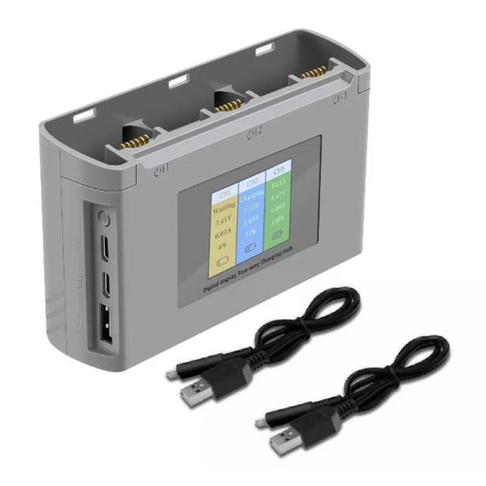 For DJI Mini 2 SE/Mini 2/Mini 4K YX 3-way Battery Charging Hub With Color Screen(Gray) - free shipping - PMC Jewellery - Order now!