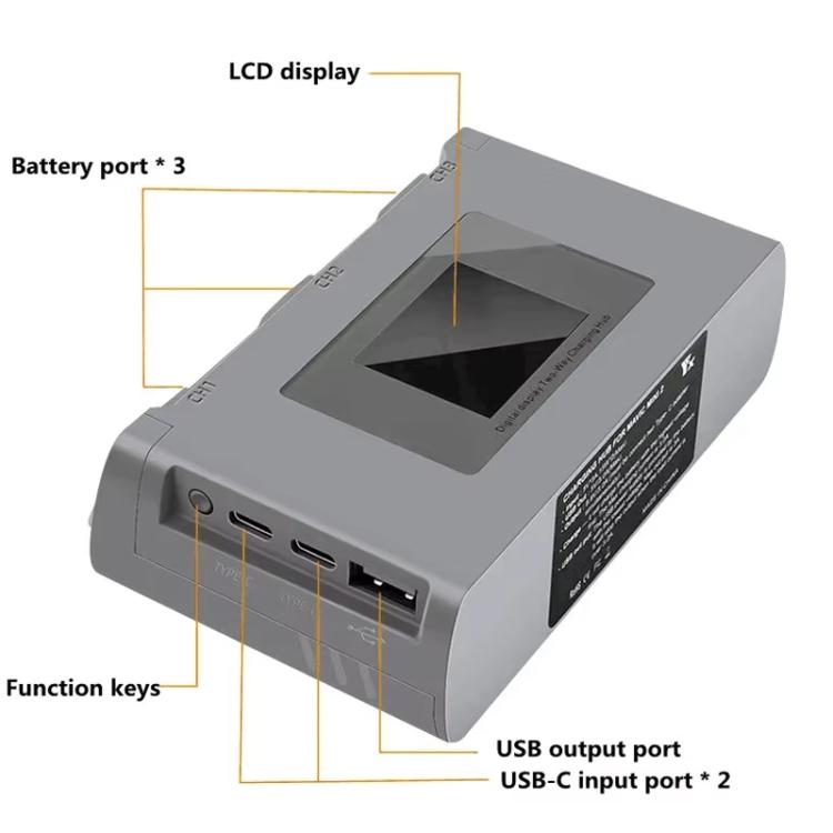 For DJI Mini 2 SE/Mini 2/Mini 4K YX 3-way Battery Charging Hub With Color Screen(Gray) - free shipping - PMC Jewellery - Order now!