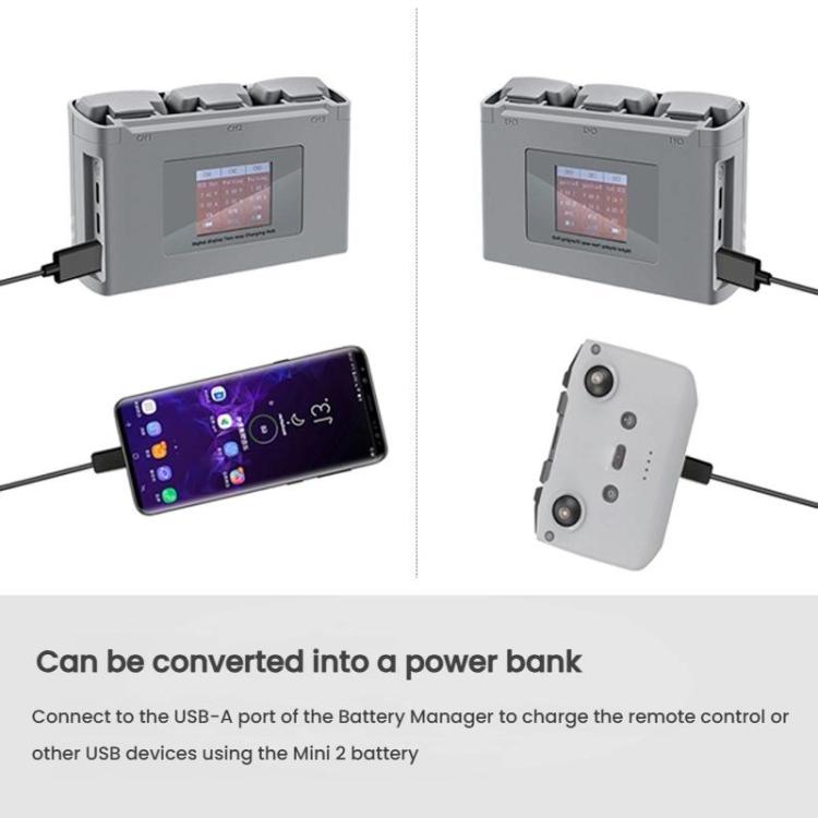 For DJI Mini 2 SE/Mini 2/Mini 4K YX 3-way Battery Charging Hub With Color Screen(Gray) - free shipping - PMC TechLife - Order now!