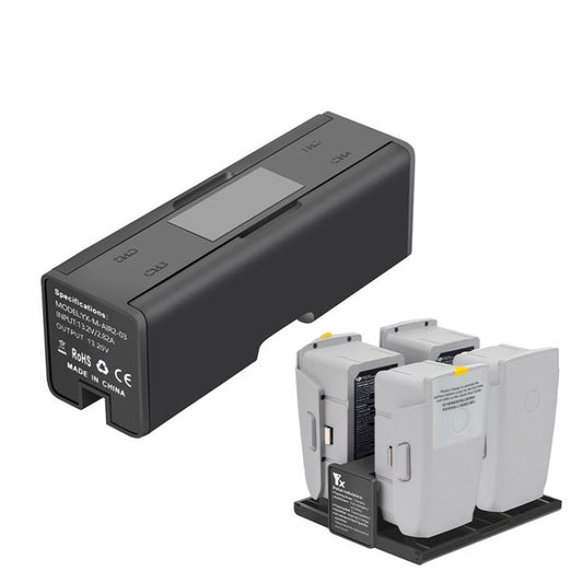 For DJI Mavic Air 2 YX Battery Charger Hub With LCD Display 4-Slot Intelligent Charging Station(Black) - free shipping - PMC Jewellery - Order now!