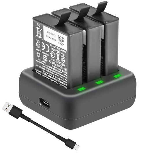 For DJI Osmo Action 4/Action 3 YX 3-Slot Battery Charger Hub Compact Charging Station(Black) - free shipping - PMC Jewellery - Order now!