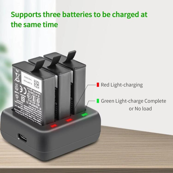 For DJI Osmo Action 4/Action 3 YX 3-Slot Battery Charger Hub Compact Charging Station(Black)