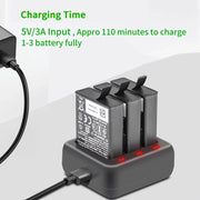 For DJI Osmo Action 4/Action 3 YX 3-Slot Battery Charger Hub Compact Charging Station(Black)