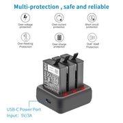 For DJI Osmo Action 4/Action 3 YX 3-Slot Battery Charger Hub Compact Charging Station(Black)